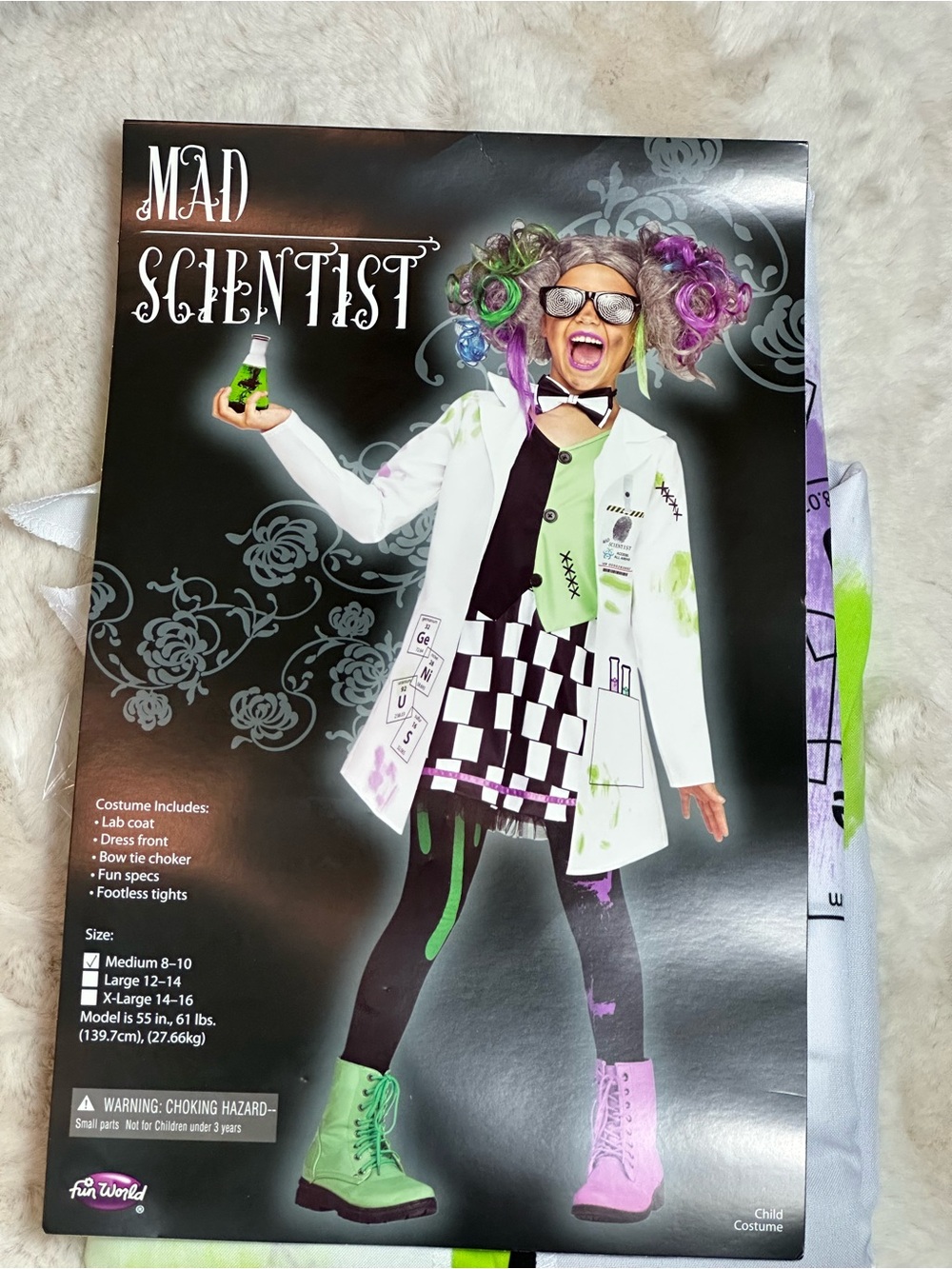Mad Scientist Kids Costume Medium 8-10